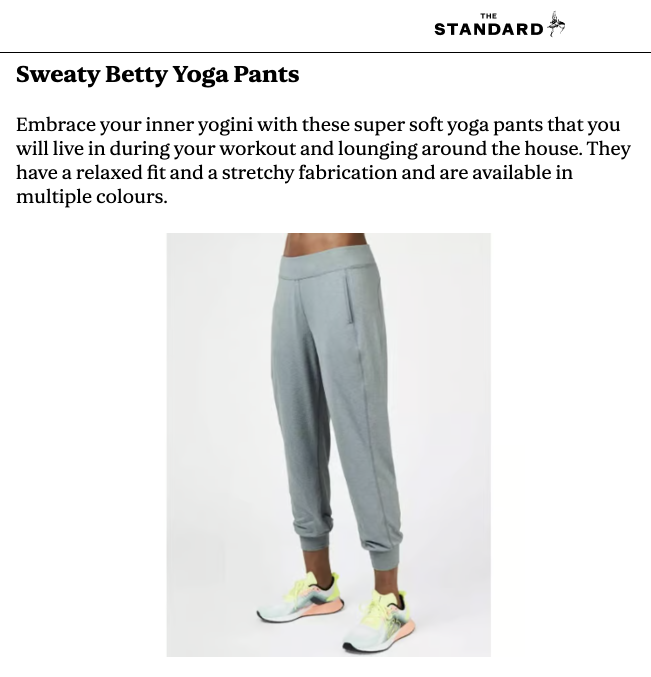 Evening Standard feature on Sweaty Betty Yoga Pants.